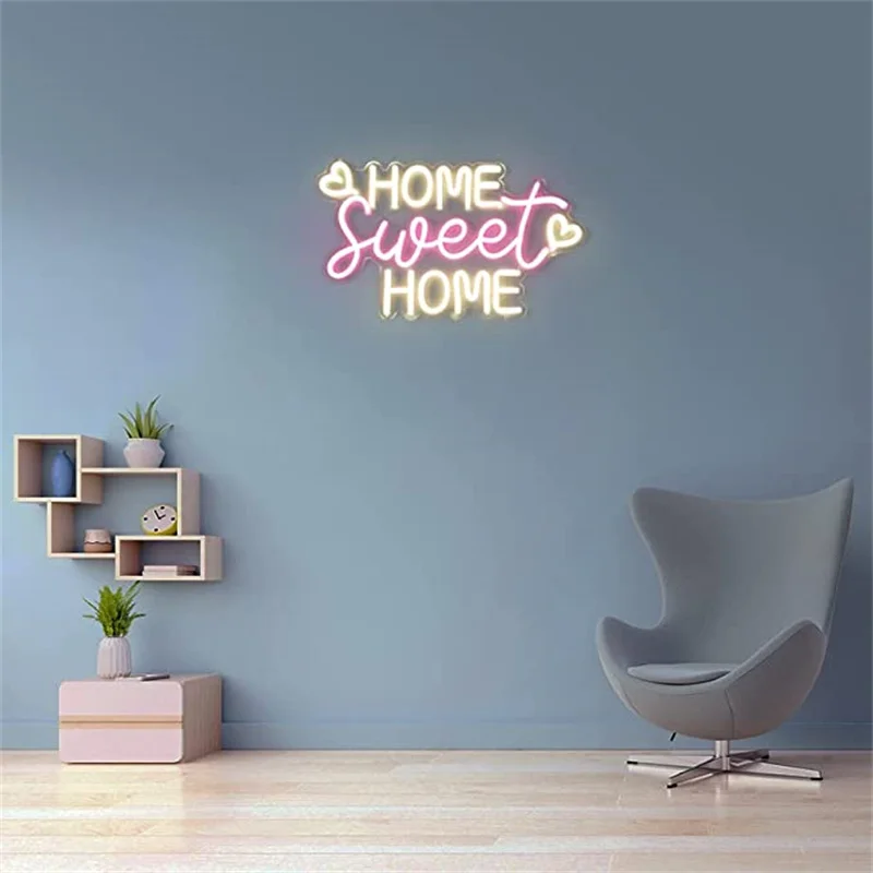 Imagem -06 - Lâmpada de Parede Led Neon Sign para Quarto Letras Estéticas Decoração de Sala Quente Usb Lâmpada para Festa Decoração Festival Home Sweet Home