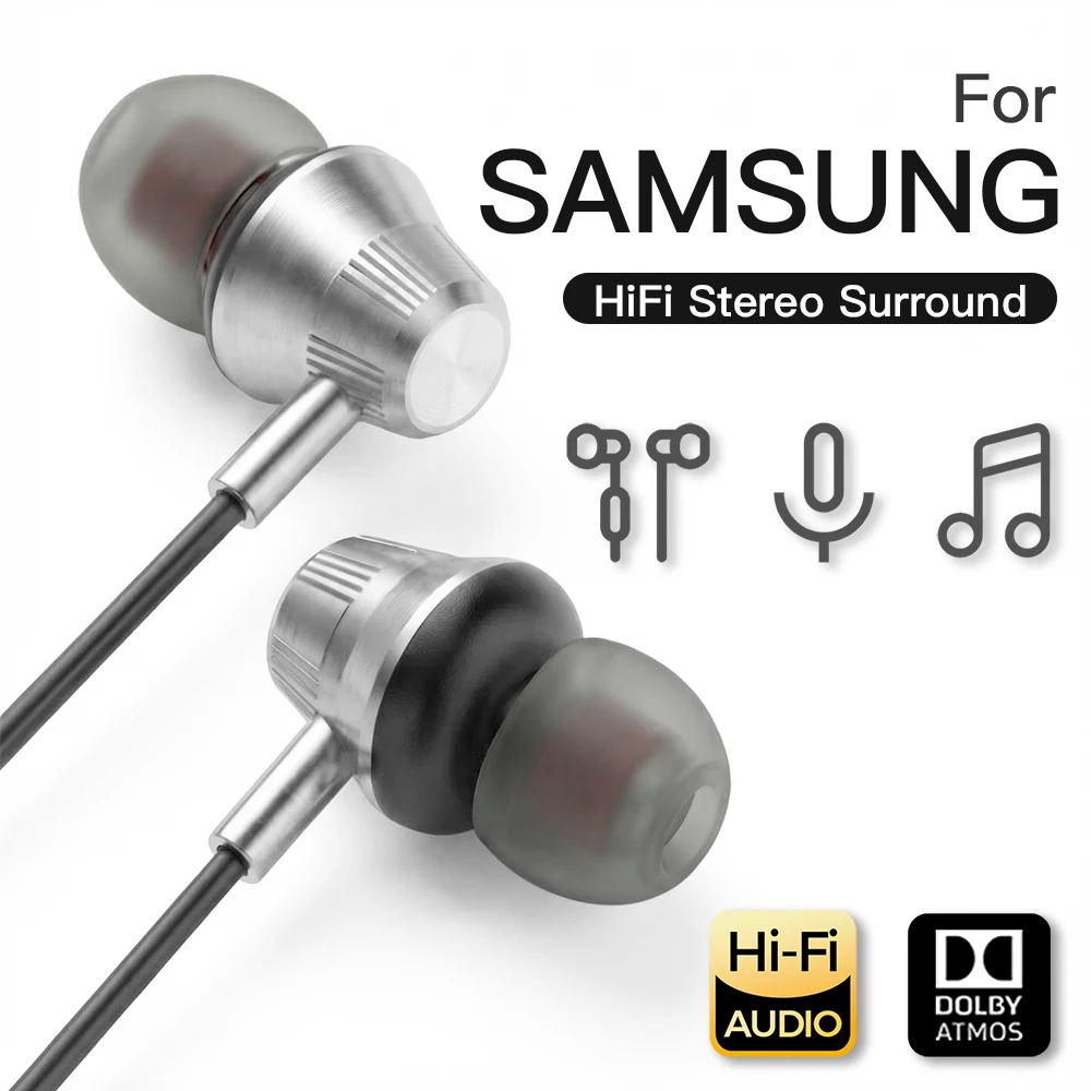 

For Samsung Type C Wired Headphone 3.5mm In Ear Headset Wired Earphones with Mic Bass HiFi Stereo Earbuds Sports In-line Control