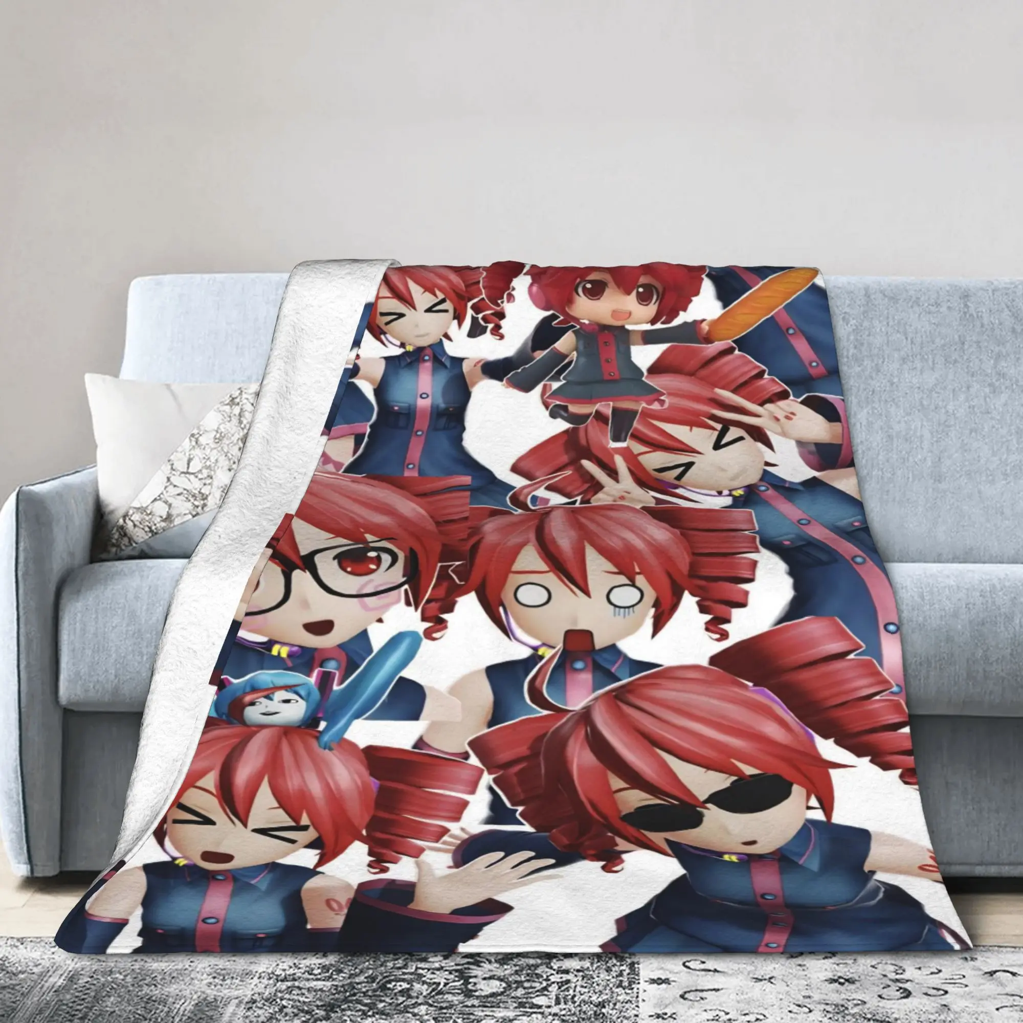 Pearto Poteto Anime Kasane Teto Virtual Singer Blanket Soft Warm  Throw Blanket Autumn Camping Living Room Comfortable Bedspread