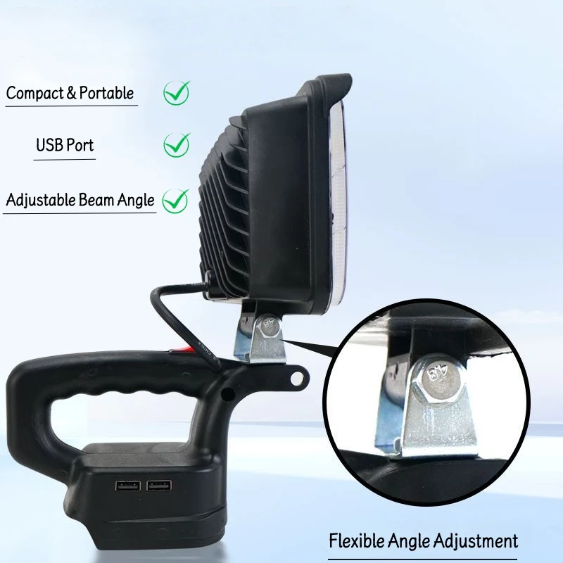 Portable Handheld LED Work Light for Outdoor Emergency Use, Compatible with Makita 14.4V/18V Lithium-ion Batteries Accessories