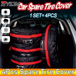 AD Universal 4Pcs Spare Tire Cover Case Polyester Car Tyre Storage Bags Automobile Tyre Accessories Auto Vehicle Wheel Protector