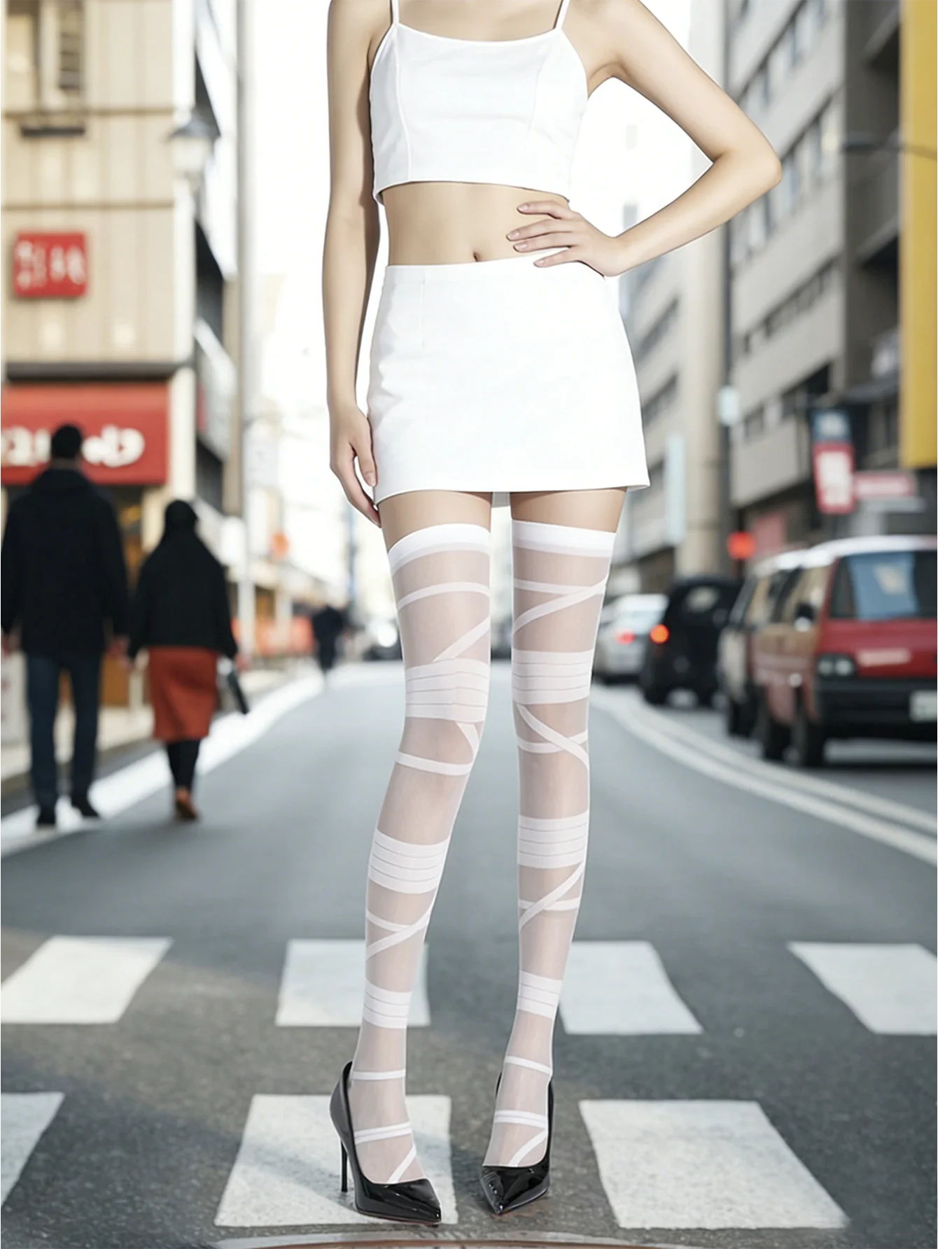 Damen Ultra Dünne Nylon Transparente Bandage Overknee-Strümpfe Atmungsaktive Durchsichtige Sexy Strümpfe für Alltag & Party