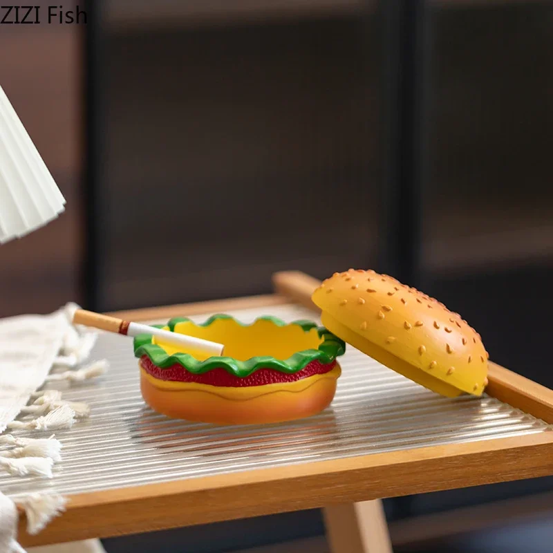 Creative Cartoon Burger Ashtray Resin Crafts Ash Tray Office Table Smoking Accessories for Weed Ashtrays Gift for Boyfriend
