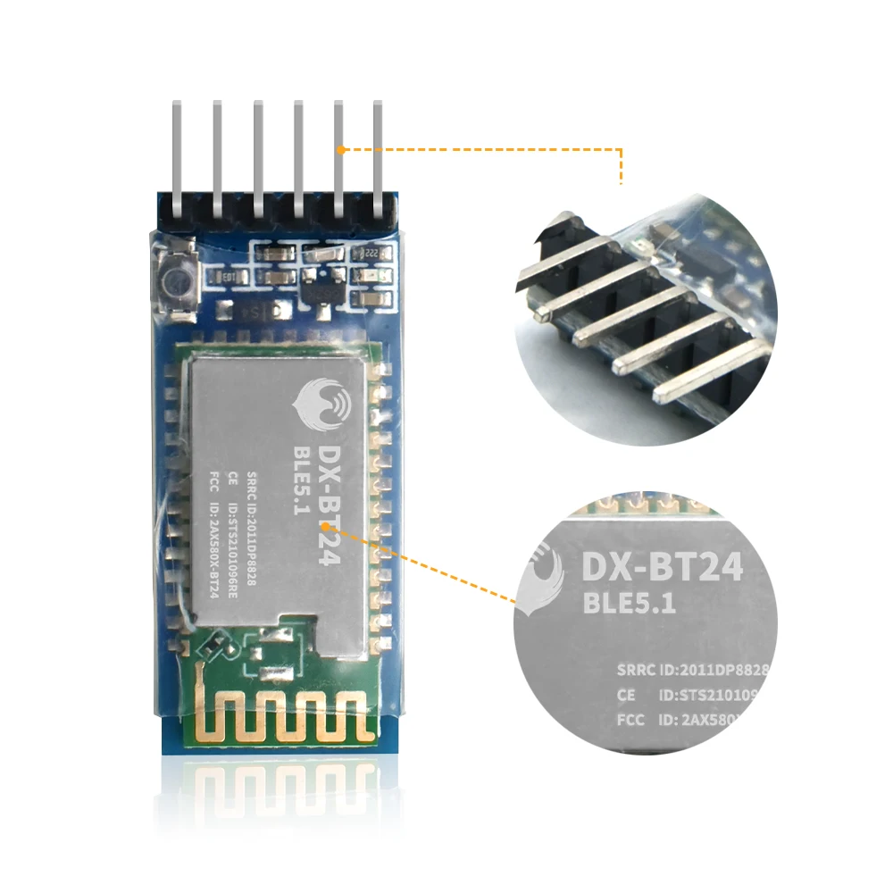 Keyestudio DX-BT24 Bluetooth Module DAILOG 14531 Chip Support AT Instruction Bluetooth V5.1 BLE Communication Interface UART