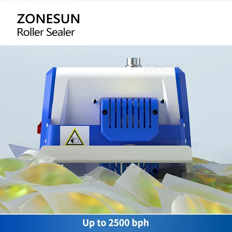 ZONESUN Portable Bag Sealer Roller Sealing Machine Aluminum Foil Composite Plastic Film PE Coated Paper Food Packaging ZS-GLF1P