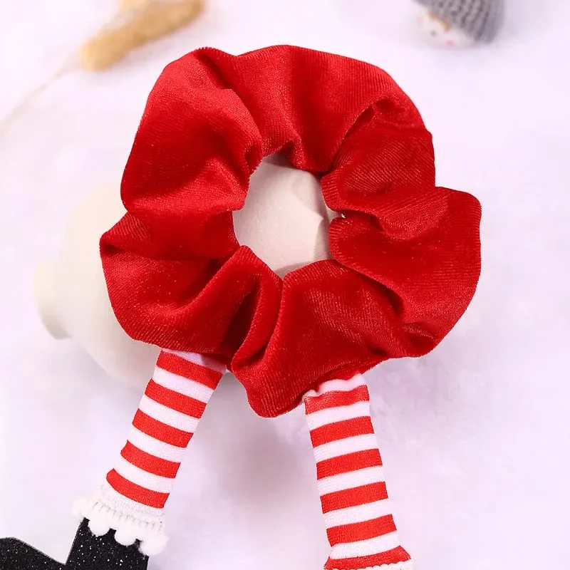 ncmama Women Christmas Velvet Hair Scrunchies Solid Color Stretch Elastic Hair Ties Elegant Rubber Band Girls Ponytail Ties Rope