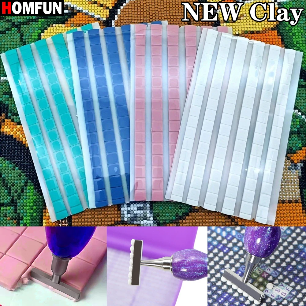 HOMFUN 96pcs Clay Glue Mud New Diamond Painting Tools, 5D Embroidery DIY Cross Stitch, Point Drill Nail Reusable Good Adhesion