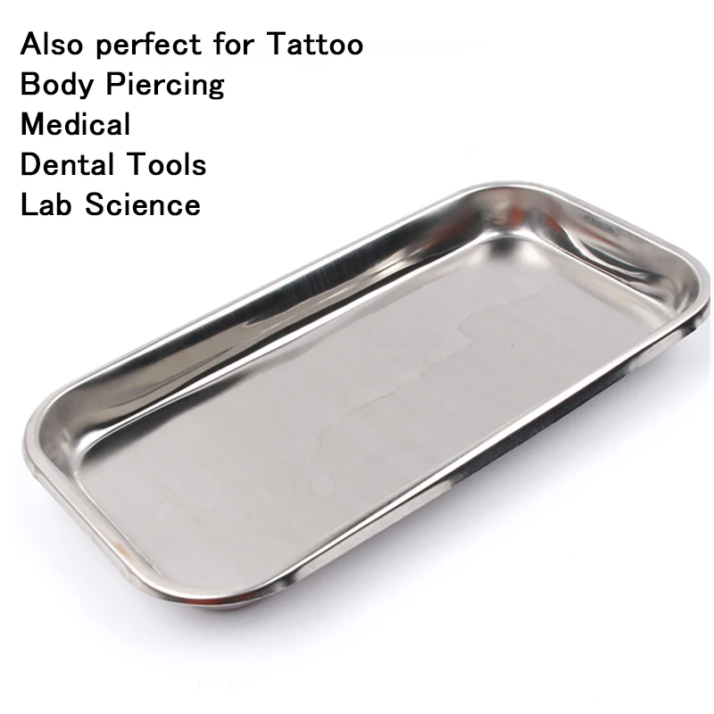 1PC Stainless Steel Cosmetic Storage Tray Tattoo Equipment Tray Dental Surgical Tool 22X12X 2Cm