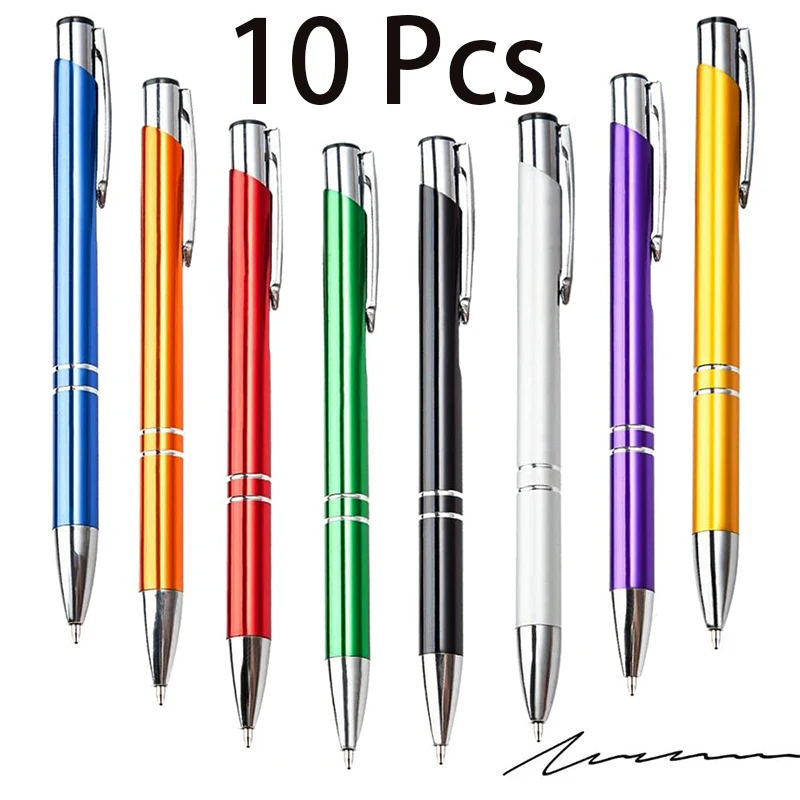 

10 Pieces Metal Signature Pen Retractable Metal Ballpoint Pen 1.0mm Nib Business Gift for Office Women Men