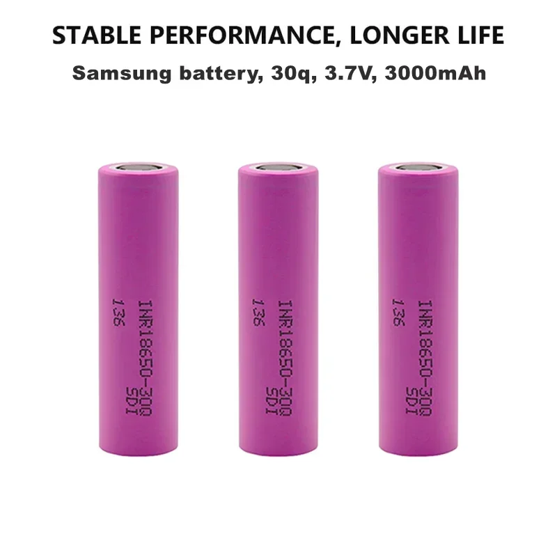 lNR18650 lithium ion rechargeable battery, 30q, 3.7V, 3000mAh, 20A discharge, suitable for e-cigarettes, electric tools, etc