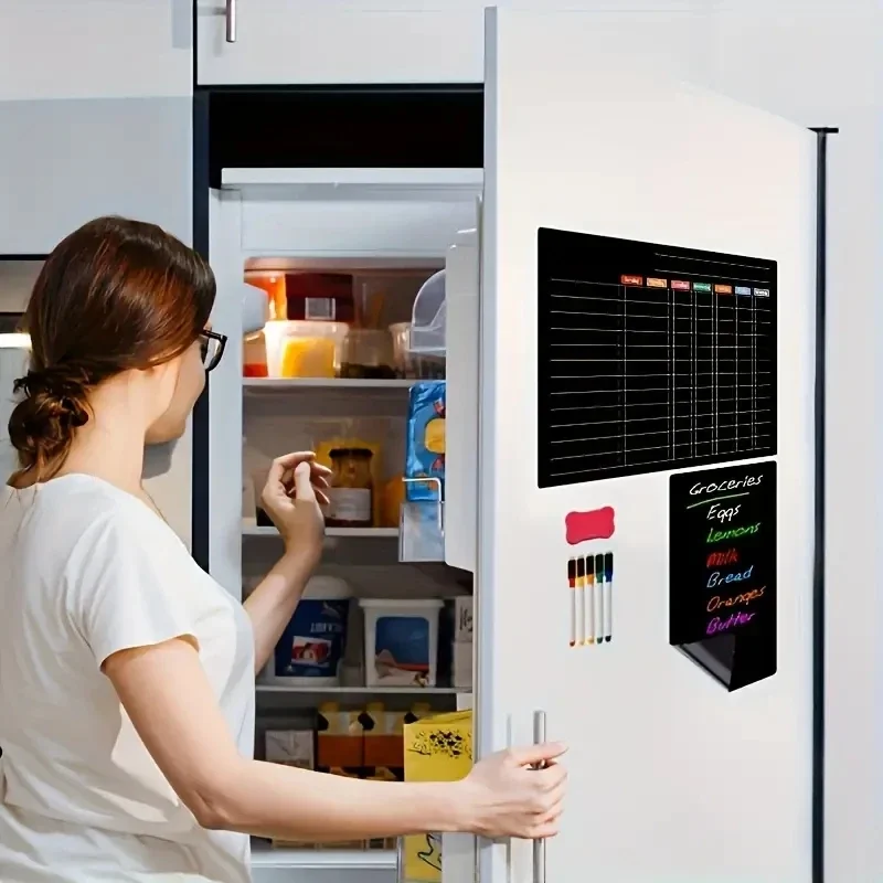 Magnetic Refrigerator Sticker Planner Set, Reusable Dry Erase Calendar For Monthly, Weekly, And Daily Planning