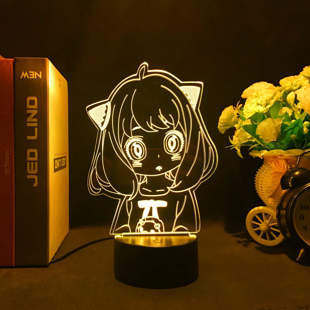 Led Light Anime Spy X Family Acrylic Glowing Stand for Child Bedroom Decoration Birthday Gift Anya Forger Action Figures