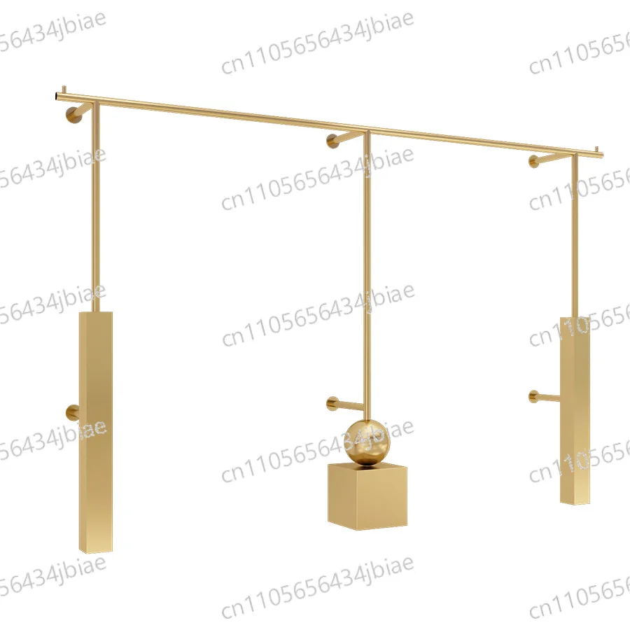 Customized boutique metal clothing wall-mounted display rack stainless steel gold clothing rack wall-mounted clothing store
