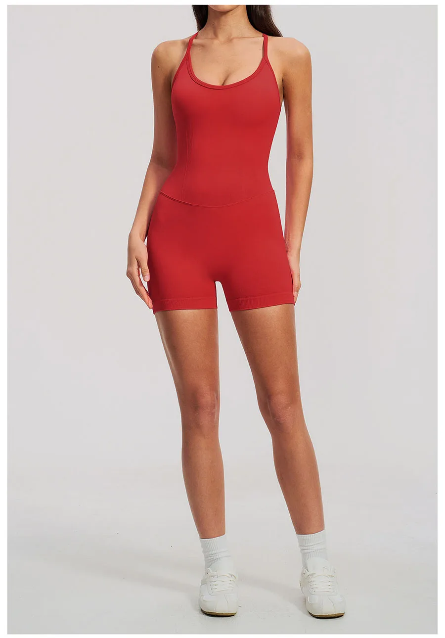 Yoga-Sets Nahtlose Gym-Jumpsuits Damen Einteiliger Sport-Bodysuit Overalls Aktivbekleidung Fitness-Trainingskleidung Kurze Outfits – Detail 3