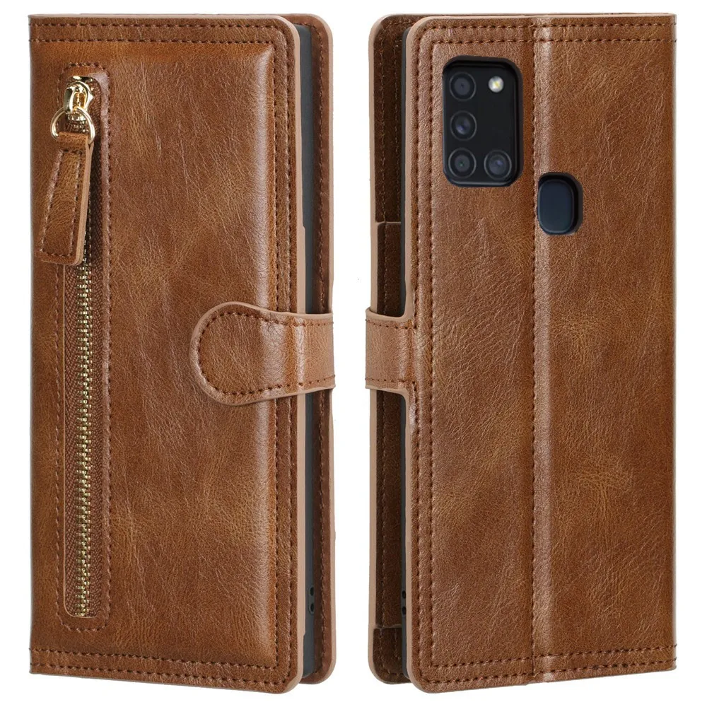 Leather wallet case with card holder for Samsung Galaxy a21s, 6.5 inch, sm-a217f, sm-a217f