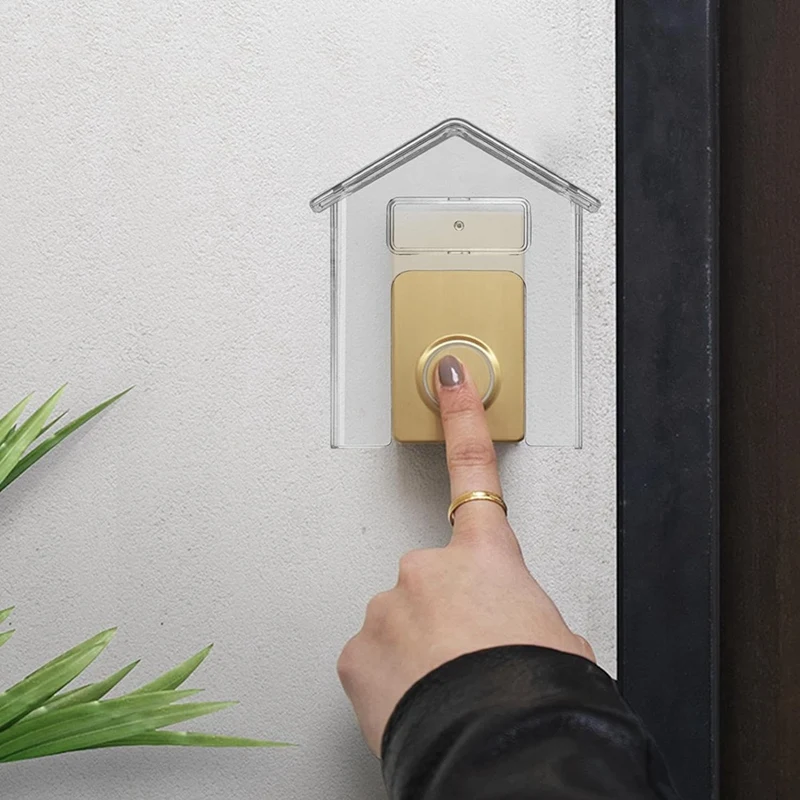 2 PCS Waterproof Doorbell Cover Clear Outdoor Keypad Cover Plastic Adhesive Outdoor Rings Doorbell Protector Case Durable