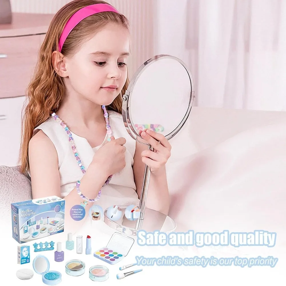 Schönheitssalon-Spielset für Kinder, Make-up-Set für Kinder im Alter von 3–5 Jahren, Beauty-Spielzubehör, waschbares Make-up-Set, Kosmetikset