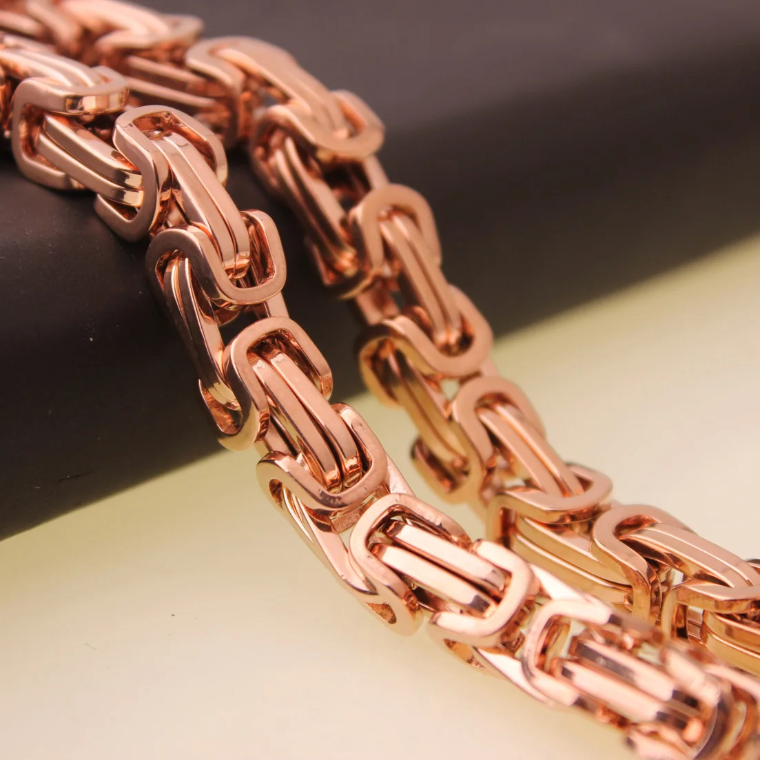 Fashion Rose Gold color  Womens Male Stainless Steel 4/5/8mm Chain Necklaces Byzantine Style Mens Jewellery, Wholesale or retail