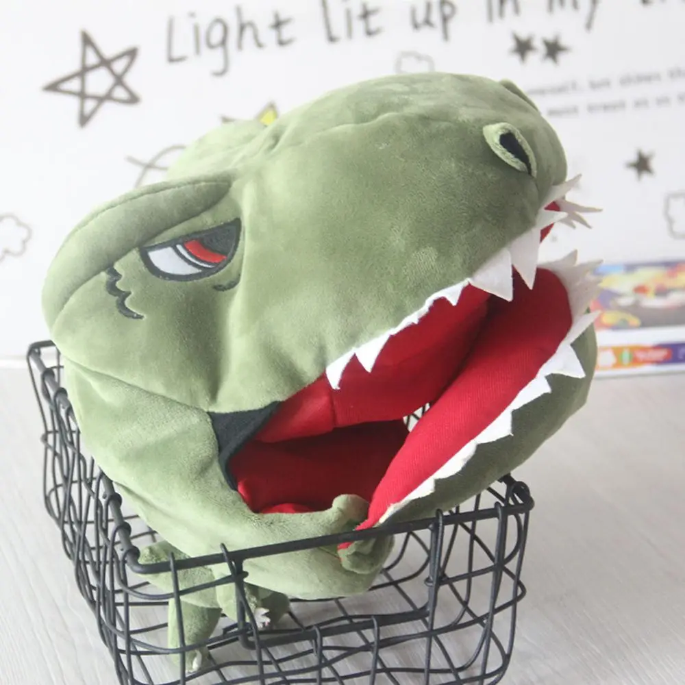 Cute Dinosaur Head Hat Cosplay Headgear Plush Dinosaur Hats Holiday Cosplay Costume Funny Cute Pros Hat