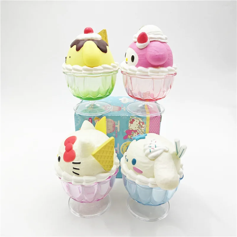 4Pcs Cute Sanrio Characters Cup Figures Pom Pom Purin My Melody Cinnamoroll Toy Desktop Ornament Anime Peripheral Gifts