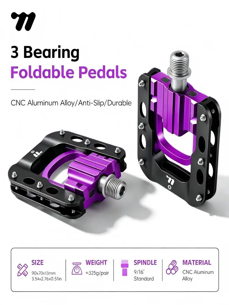 AliExpress West Biking WEST BIKING Foldable Bicycle Pedals Lightweight 3 Bearing Aluminum Alloy Anti-Slip 14mm Standard Thread MTB Road Bike Pedal