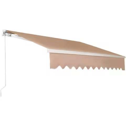 Retractable Awning Sunshade Shelter Deck Canopy Window Door Awning with Crank Handle and UV Water-Resistant Fabric