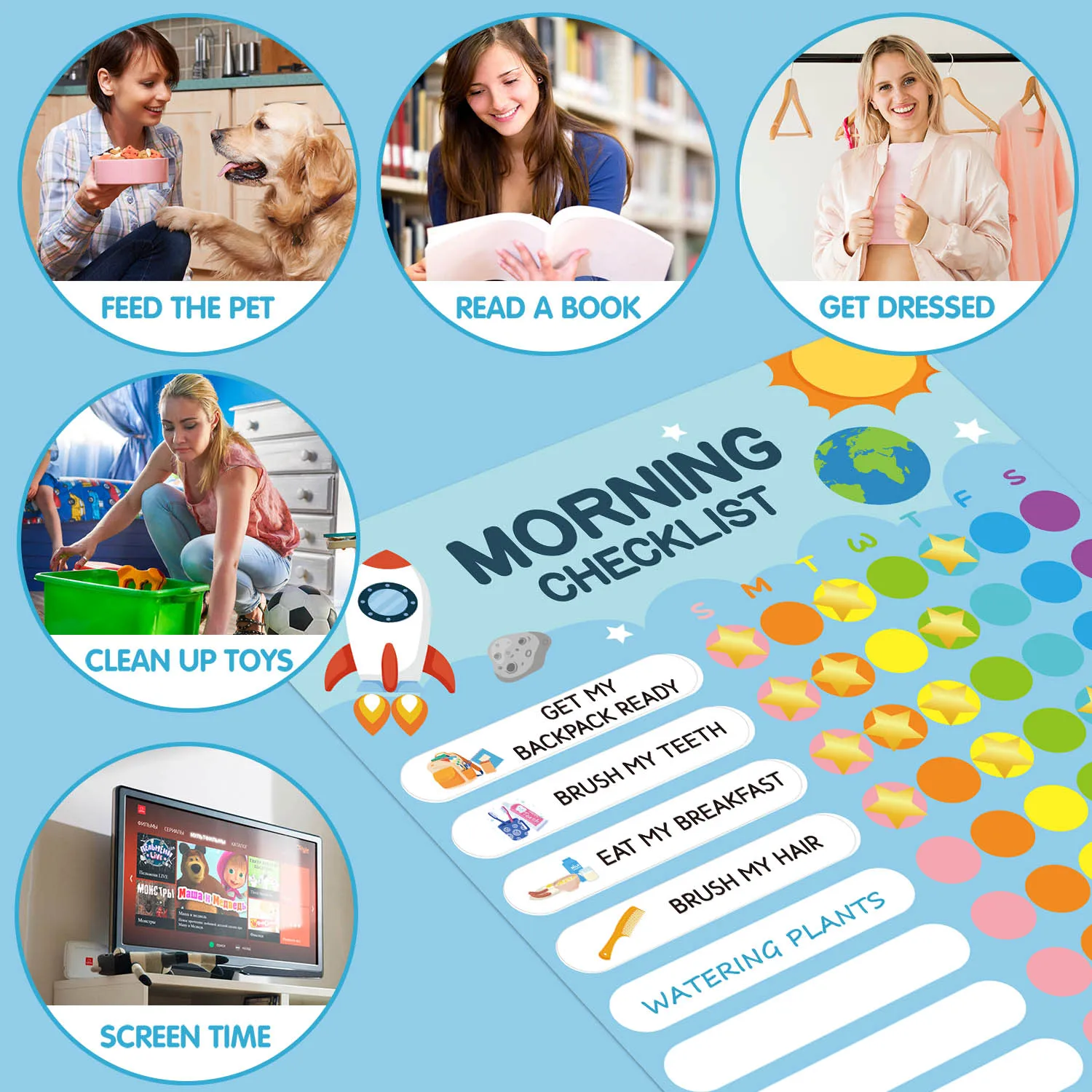 Frigorífico Adesivo do Espaço Exterior, Vida Noturna Infantil, Mesa Magnética, 154 Conjuntos, Hábito Formar, Faixa de Registro de Mensagem