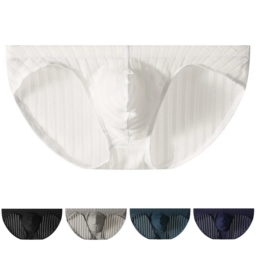 

Men's Striped Mesh Briefs Ultra Breathable Quick Dry Underwear Soft Stretch Low Rise Hip Briefs For Daily Wear Sports Fitness