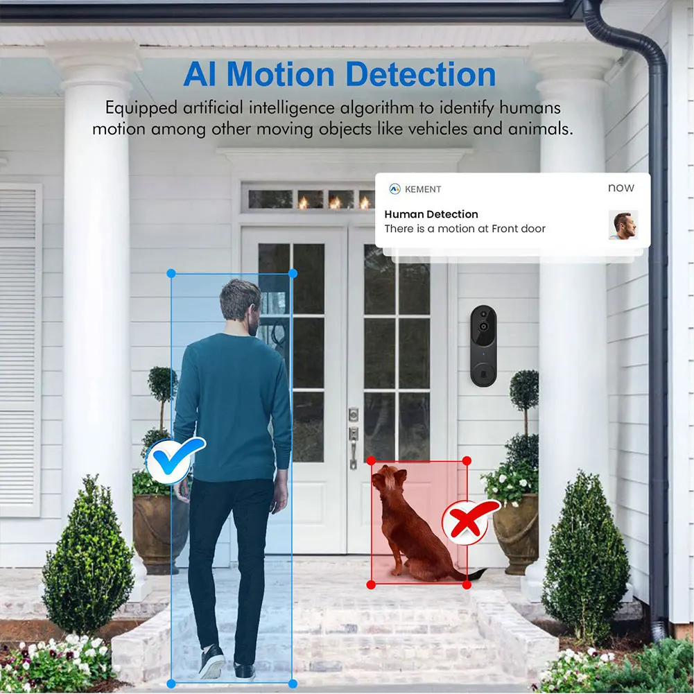 1080P Video Doorbell WiFi Wireless Outdoor Door Bell Camera 2 Million Pixels 2-Way Video Door Phone with Camera Motion Detection