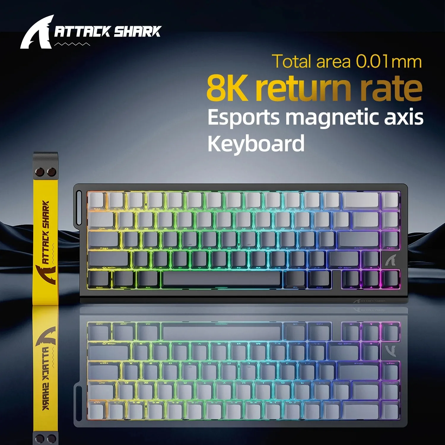 Attack Shark X68 He Gaming Keyboard Magnetic Mechanical Wired for Pro Gaming 0.01mm Rapid Trigg 8000Hz 128K Rate