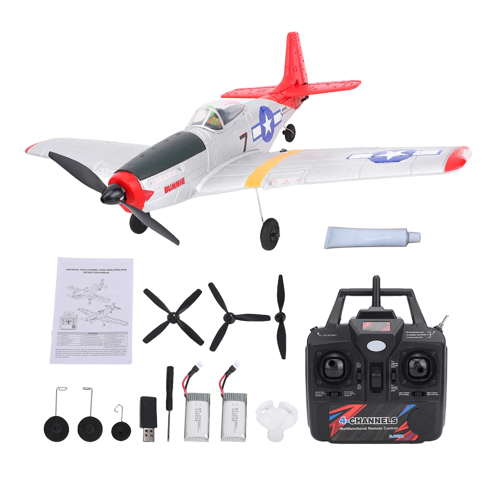 

Remote Control Airplane 2.4G EPP Foam Plane With 6-Axis Gyro, LED Lights, One-Key Roll 3D Inverted Flight, Easy to Fl Stunt RC