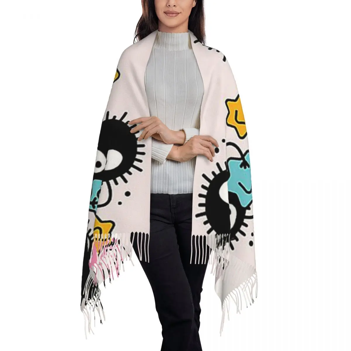 Soot Studio Ghibli sciarpa nappa sciarpe donna morbido caldo scialli e impacchi lungo autunno inverno scialle Wrap
