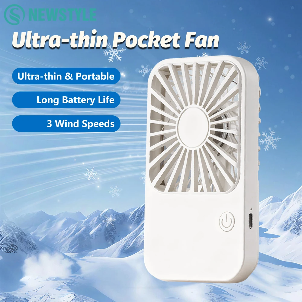 

Ультратонкий портативный карманный вентилятор с USB-зарядкой, 3 скорости, мини-ручной вентилятор, настольный вентилятор с подставкой, длительное время работы от батареи, для путешествий на природе
