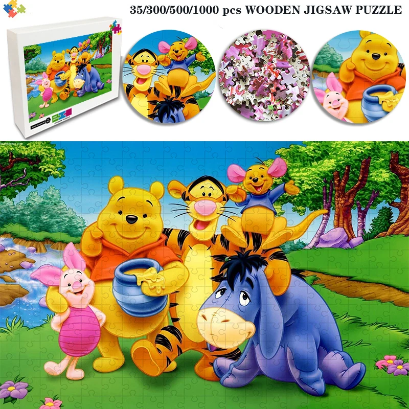 Winnie The Pooh Jigsaw Puzzles Diy Puzzles for Adults 1000 Pieces Educational Intellectual Decompressing Diy Game Toys Gifts