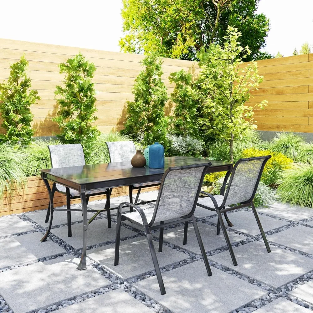 

Outdoor Dining Chairs Set of 4, Stackable Patio Dining Chairs, High Back Outdoor Patio Chairs with Breathable Mesh Seat