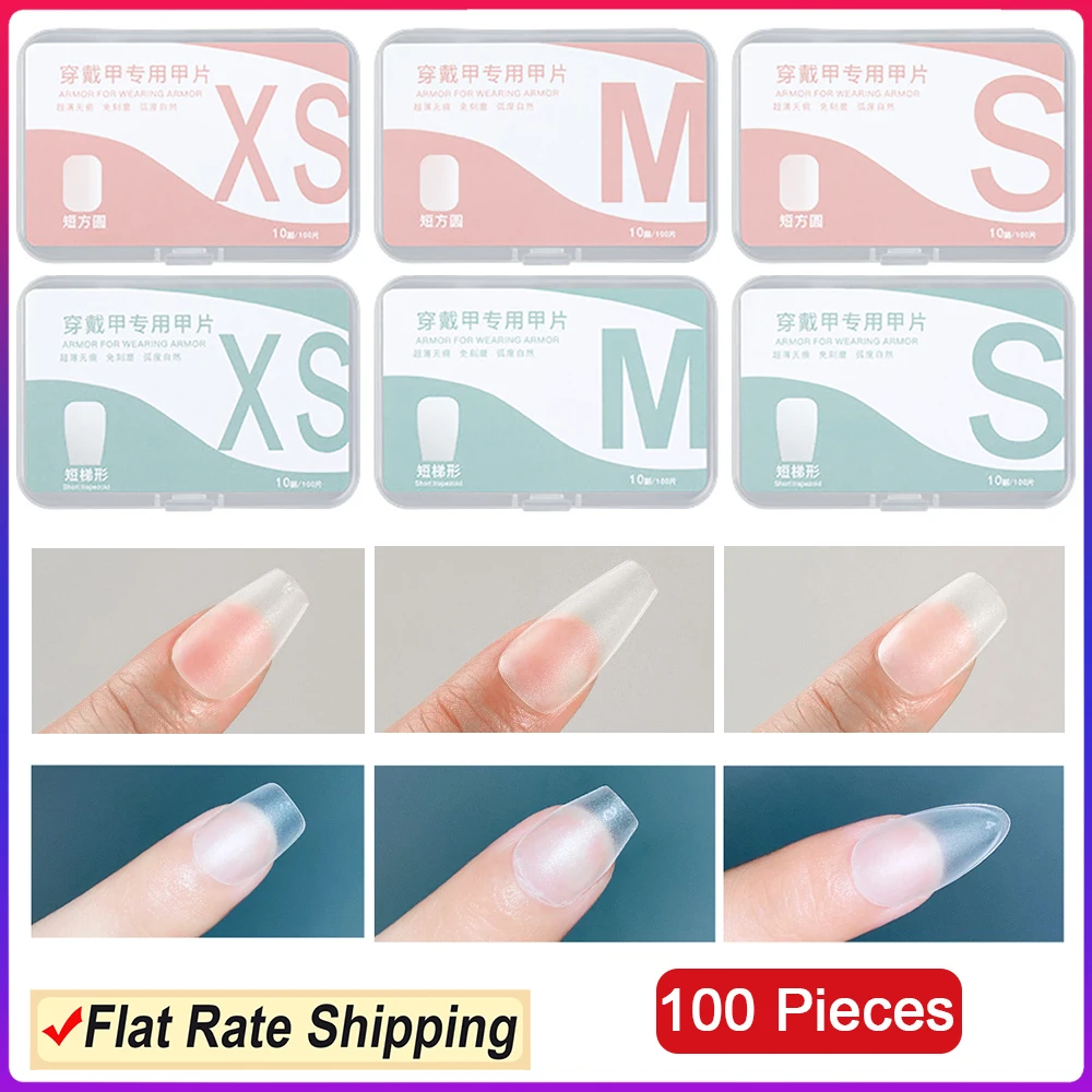 

(Buy in Bulk Pay One Shipping Fee Only) 100 Pieces/Box Tracless Matte False Nail Tips Ultra Thin Drill Free Fake Nail Tips