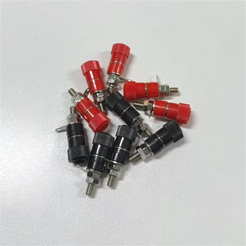 10ps 4mm Banana Socket Nickel Plated Binding Post Nut Banana Plug Jack Connector Red + Black JS-910B Terminal JS919 Opening 8mm view 2