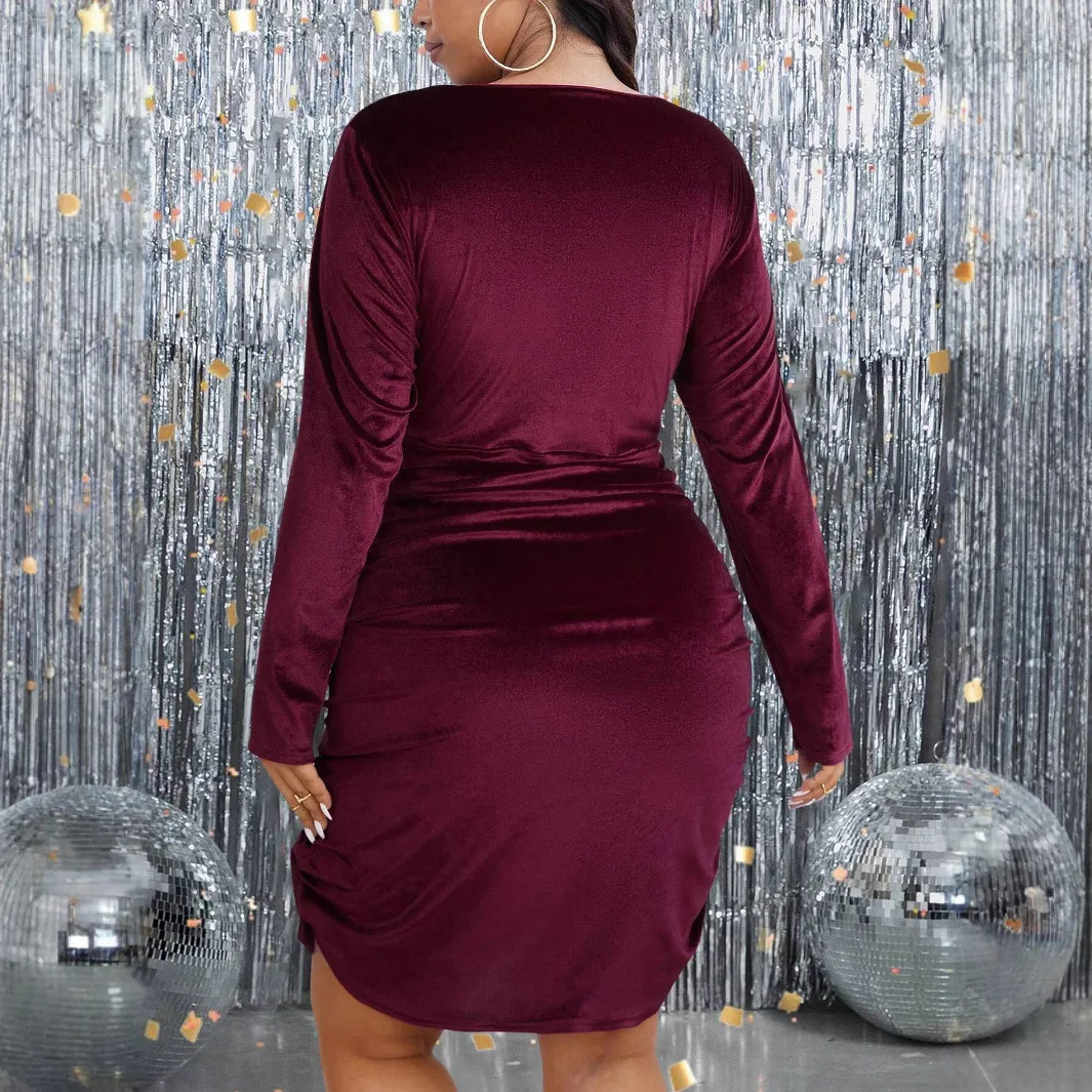 Plus size women's clothing senior sense socialite style burgundy dress banquet drag queen costumes