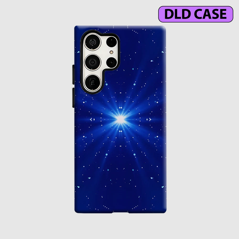 Blue Starburst Phone Case for Samsung Galaxy S26 S25 Ultra S24 S23 Ultra Plus Shockproof Double Layer Tough Back Cover