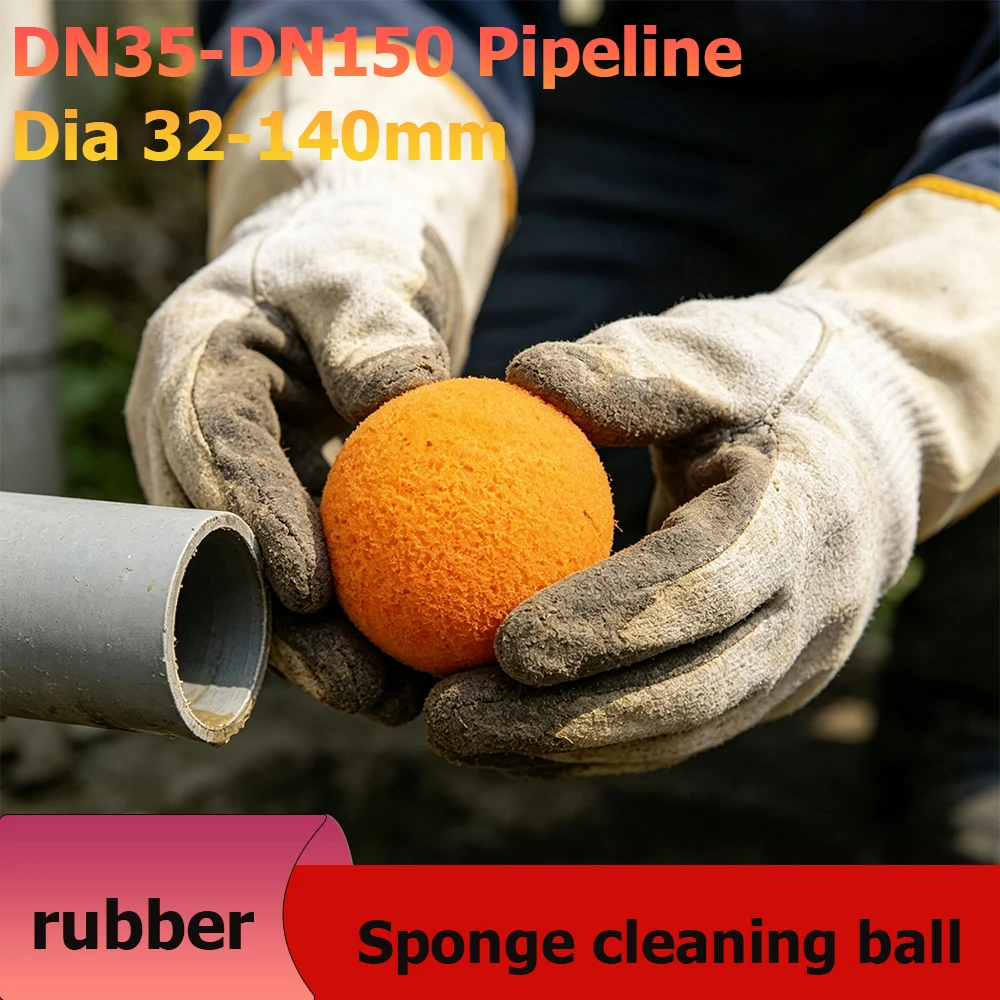 Mid Soft Rubber Sponge Cleaning Balls Dia 32-140mm Cement Pipe Cleaner Ball DN35-DN150 Pipeline Cleaning Sponge Balls Wear Resis