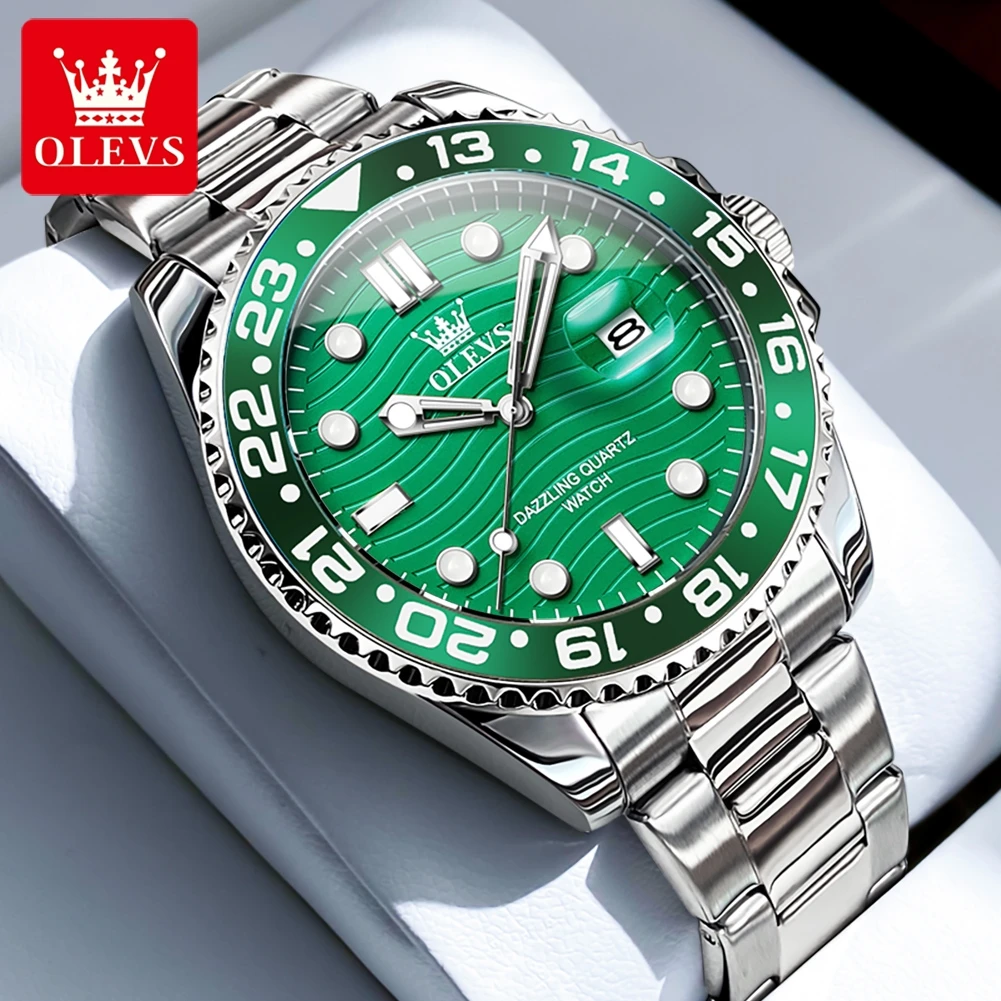 OLEVS 3610 Diving Watches for Men Luxury Top Brand Original Quartz Men's Wristwatch Auto Date Waterproof Luminous Hand Clock image 3