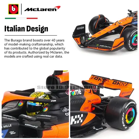Bburago 1:24 2024 McLaren F1 4 # Lando Norris 81 # Oscar Piastri Precisionsmodellbil Gjuten modell Samling Presentleksak 10 best sales F1 McLaren - №2