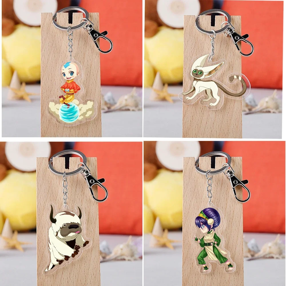 Anime The Last Airbender Avatar Aang Cow Appa Keychain Key Ring Bag Pendant Trinket Key Holder Charm Accessory Car Accessories