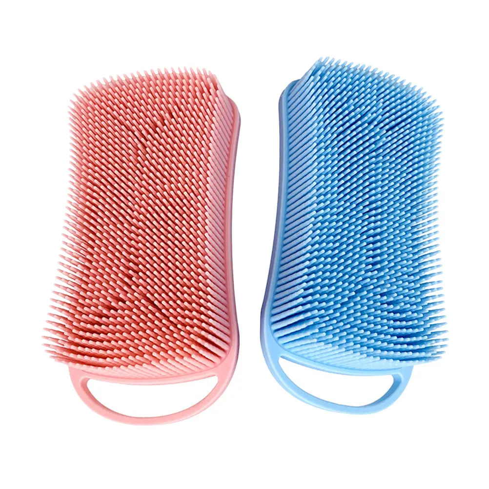 

2Pcs Silicone Shampoo Brush Bath Shower Scrubber for Babies Sensitive Skin Supple Silicone Bathing Brush Double Sided Body