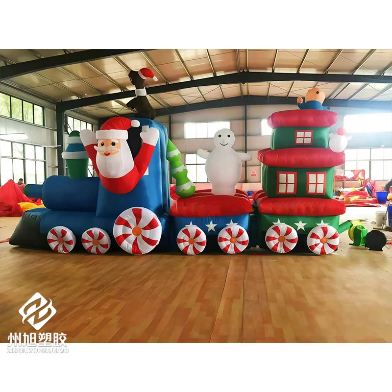 Giant inflatable Christmas train with blower, outdoor shopping mall square activity decoration props for Christmas festival