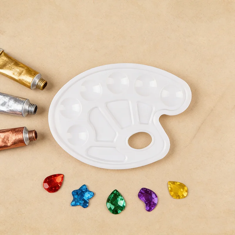 

10/50/80 шт. овальная палитра красок с отверстием для большого пальца - 6-луночный пластиковый художественный лоток для смешивания для принадлежностей для рисования акварелью/гашью