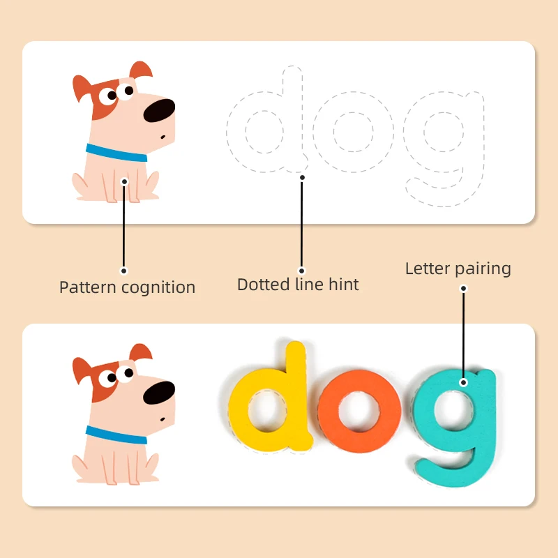 Quebra-cabeça de alfabeto de madeira montessori-brinquedo de aprendizagem de letras e números para crianças jogo de treinamento de pensamento lógico educacional de palavras em inglês