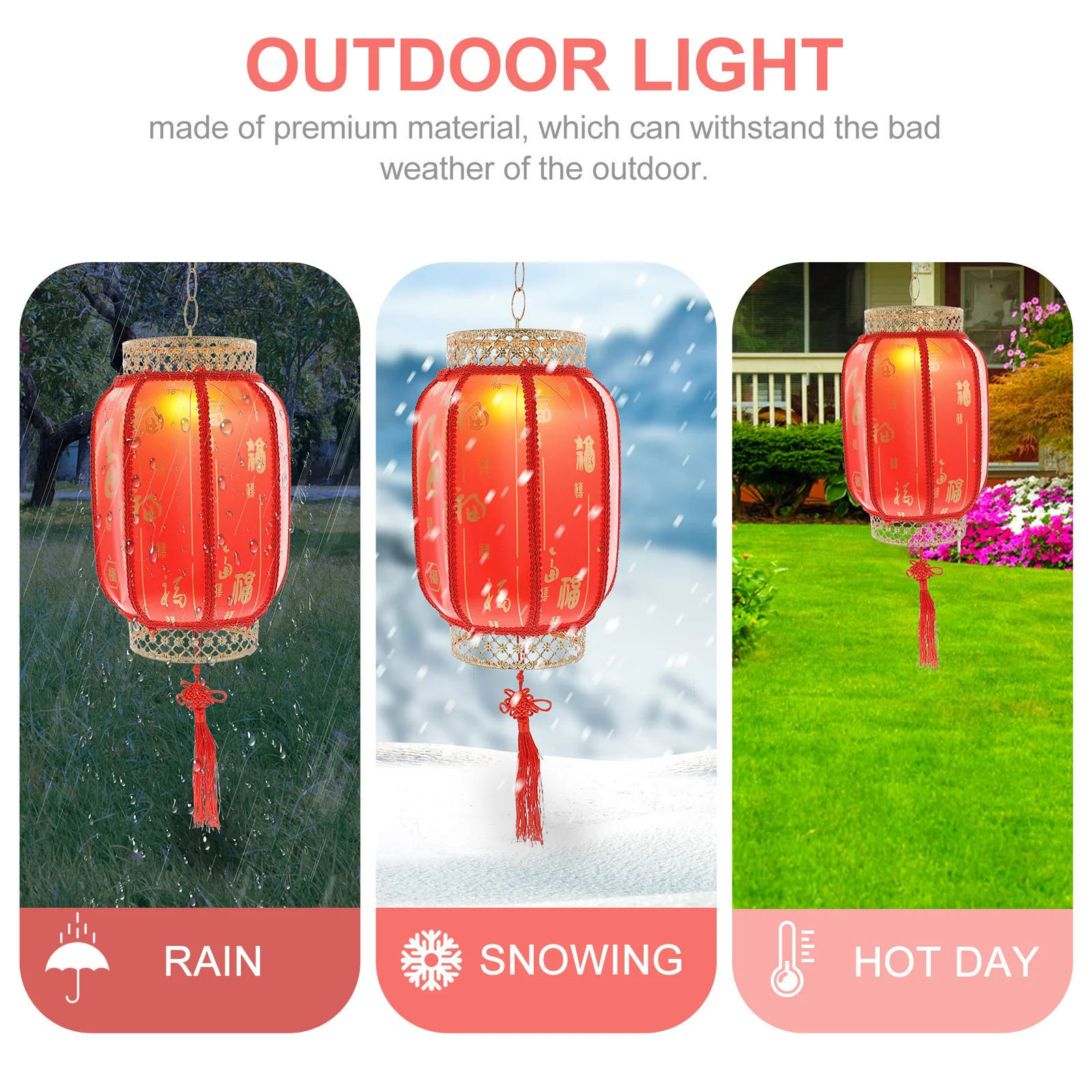

1pc Solar Red Lantern Outdoor Light Solar Powered Hanging Light Decorative Garden Fence Terrace Lighting Craft Scene Decor