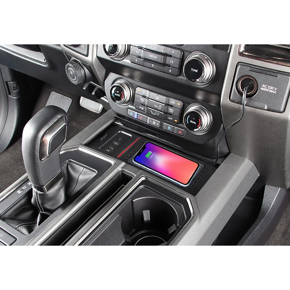 15W In-Car Wireless Charging Pad Compatible with For Ford F-150 2017 2018 2019 2020 for Smartphones and Wireless Keys