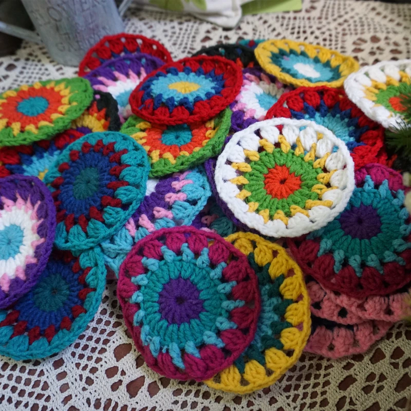 Handmade Crochet Doilies Round Coaster Table Decor Doily Placemat Bags Clothing Decoration Accessories 11cm 20pcs/lot